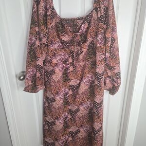 Lily Rose Pink and Black Floral Long Sleeve Dress